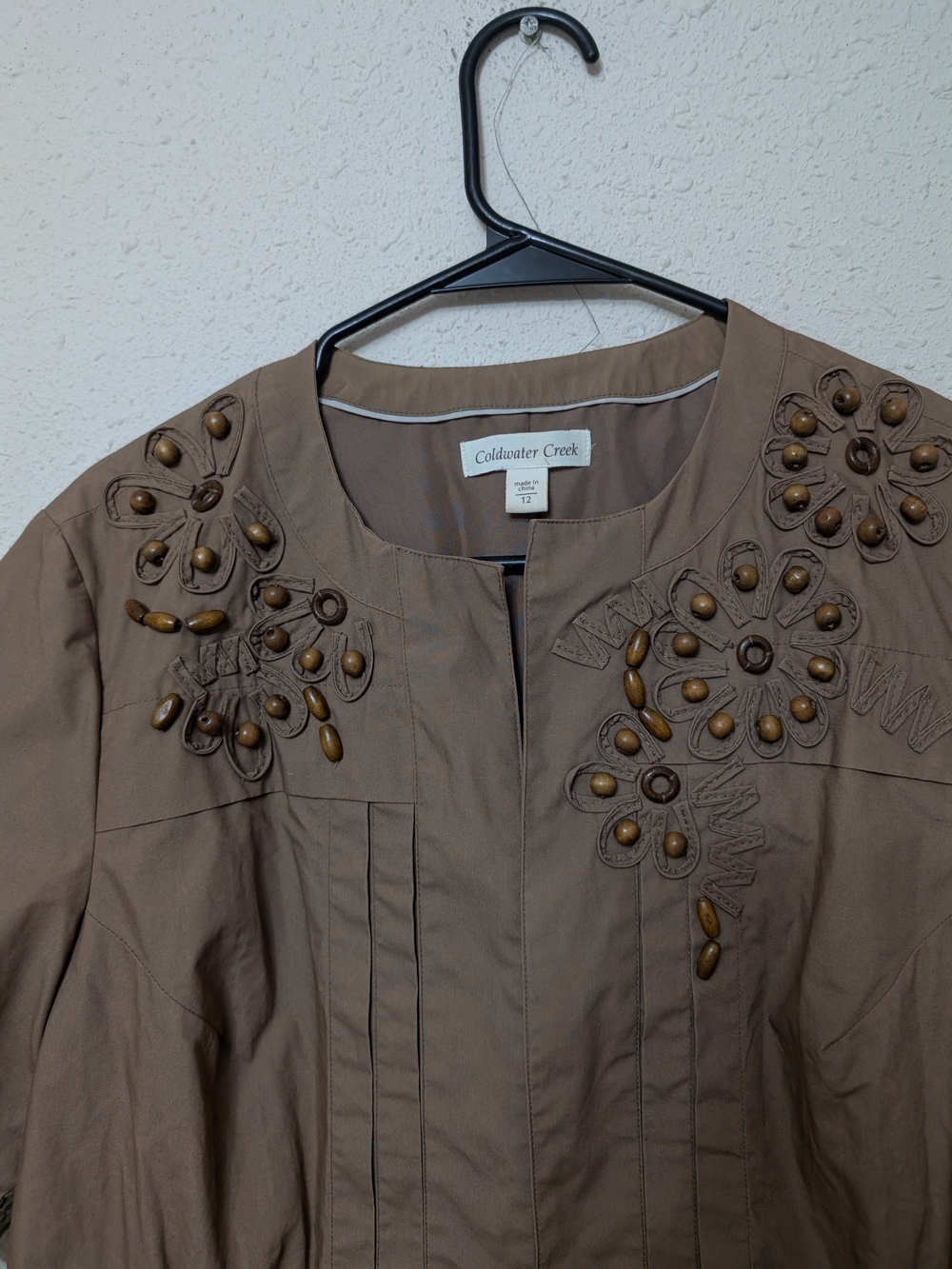 Coldwater Creek Taupe Short-Sleeve Embellished Jacket - Picture 6 of 9